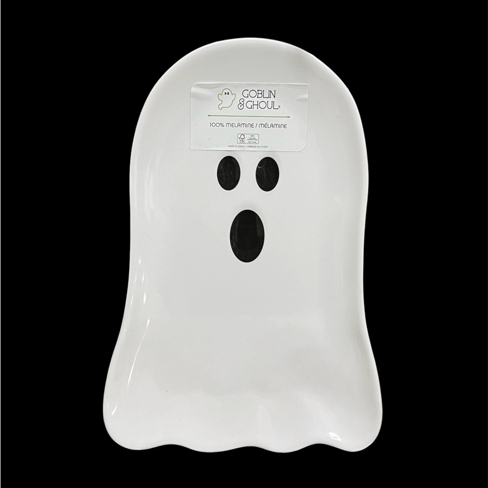 Halloween Ghost Shaped Melamine  Goblin And Ghoul Serving Tray Platter NEW